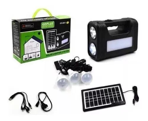 Kit Con Panel Solar + 3 Bombillos + Bateria Carga Celulares título